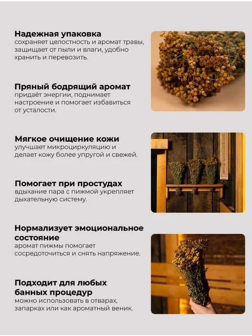 woodson Веник для бани из пижмы, трава-запарник сухоцвет, вариант, фото 2