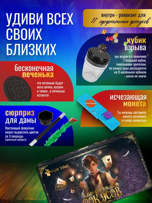 FUN TIME Набор фокусника с костюмом и шляпой, голубой, фото 7
