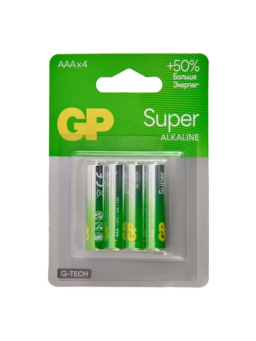GP Батарейки SUPER G-TECH ААA 4 шт, 4 шт