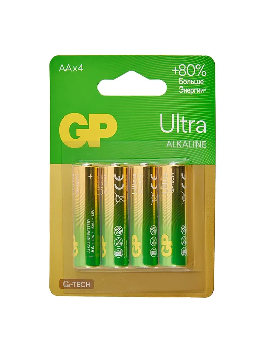 GP Батарейки Ultra Alkaline G-Tech AA (2 шт), 4 шт