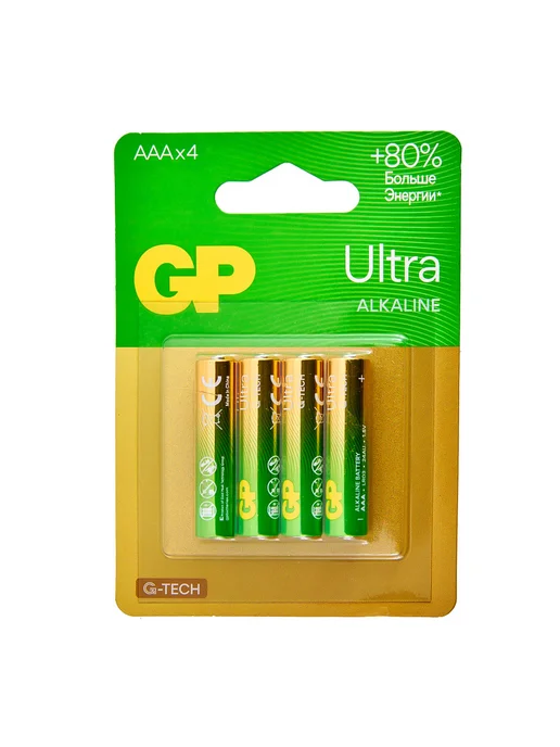 GP Батарейки ULTRA G-TECH AАA 4 шт, 4 шт
