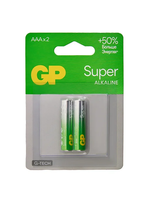 GP Батарейки SUPER G-TECH ААA 4 шт, 2 шт
