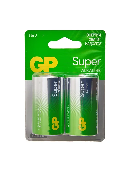 GP Батарейки SUPER G-TECH D 2 шт, 2 шт