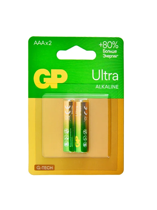 GP Батарейки ULTRA G-TECH AАA 4 шт, 2 шт