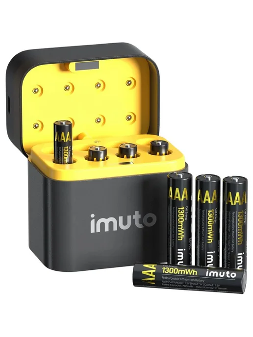 Imuto 8 аккумуляторных батареек AAA 1300 mWh + зарядный кейс, вариант, фото 8