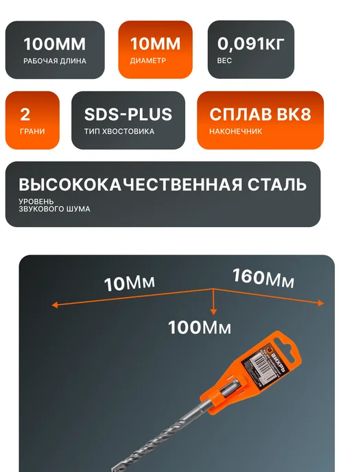 Бур по бетону 10 мм — фото 2