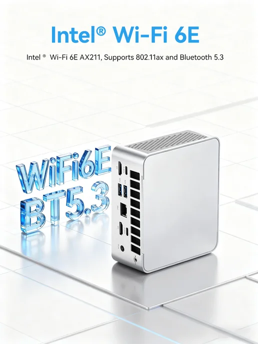 BRENUC Мини-ПК Intel Core Ultra 5 225H Barebone, без ОЗУ и SSD, белый, фото 4
