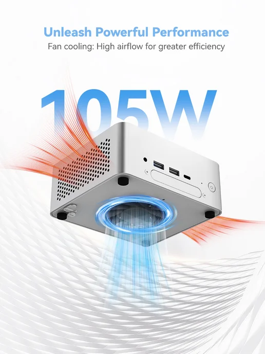 BRENUC Мини-ПК Intel Core Ultra 5 225H Barebone, без ОЗУ и SSD, белый, фото 6