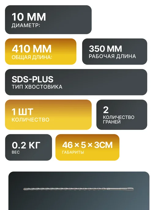 Бур по бетону 10 мм — фото 2