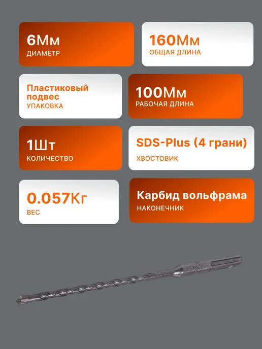 Бур по бетону 6 мм — фото 2