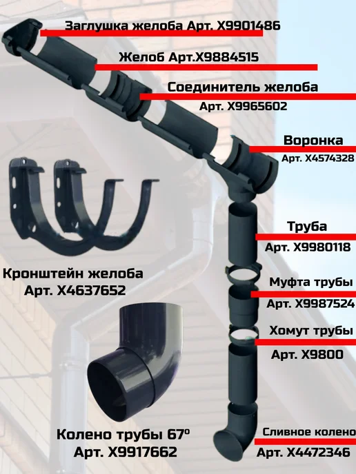 Альта-Профиль Муфта водосточной трубы ПВХ Графит - 1 шт, 1 шт, фото 3