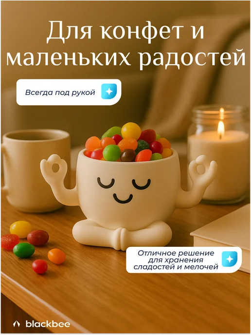 Blackbee Конфетница декоративная человечек, белый, фото 3