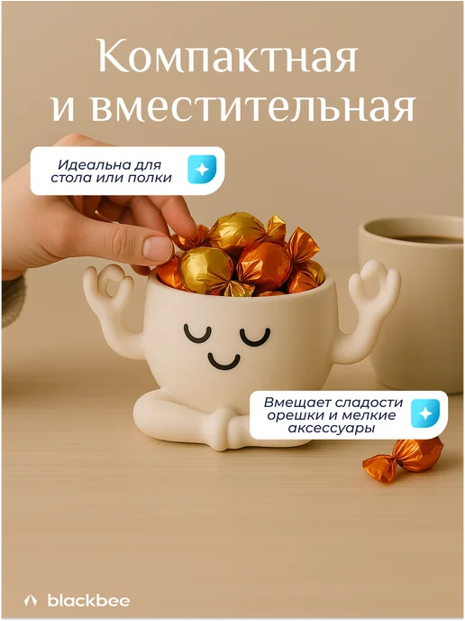 Blackbee Конфетница декоративная человечек, белый, фото 5