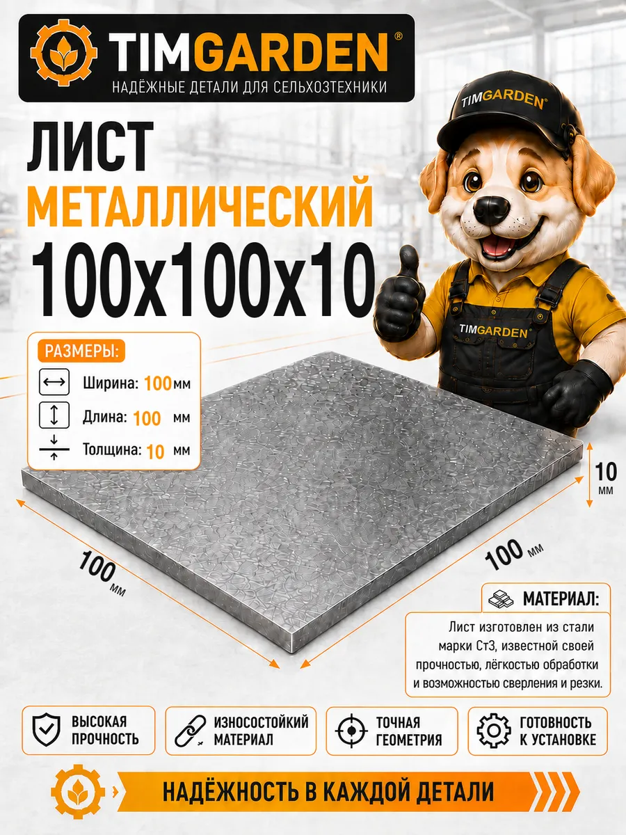 Лист металлический 100х100х10 мм