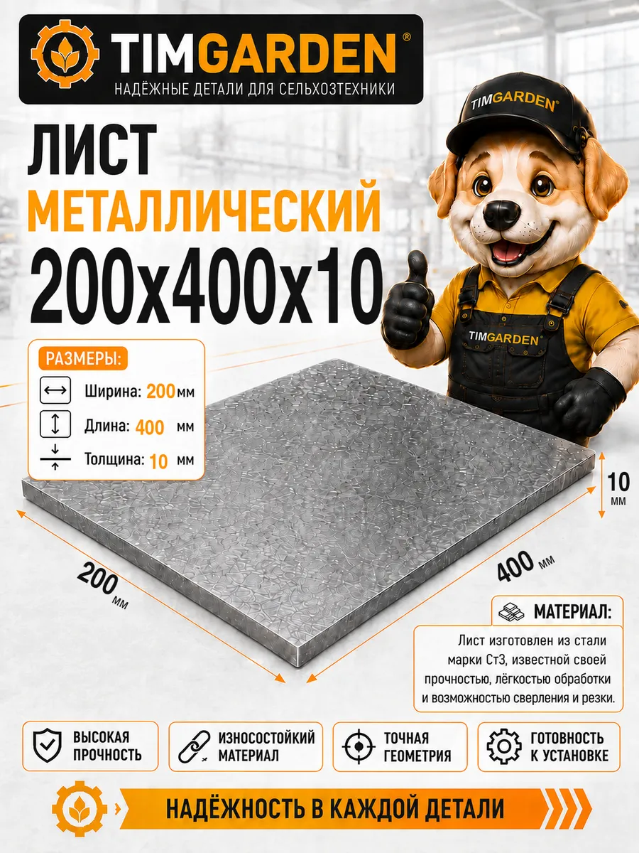 Лист металлический 200х400х10 мм