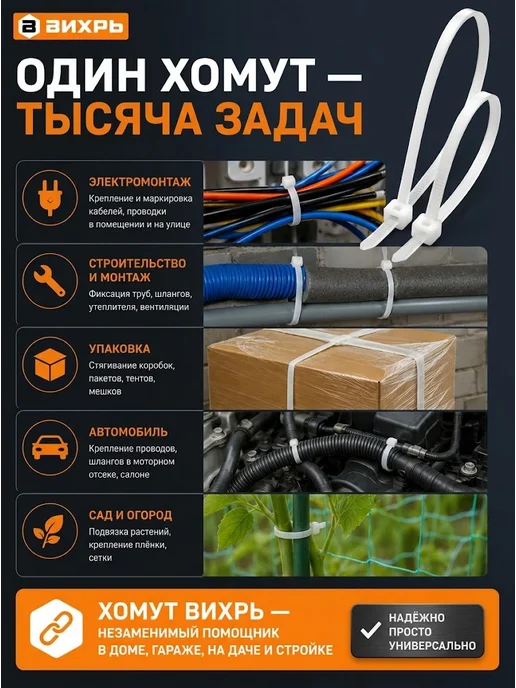 Хомуты пластиковые прозрачные длинные — фото 4