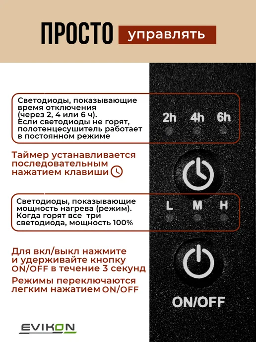 Evikon Полотенцесушитель электрический с терморегулятором 40х80, 40x60, фото 3