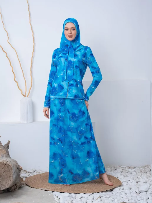 NARA collection Буркини в сетку, закрытый купальник, голубой