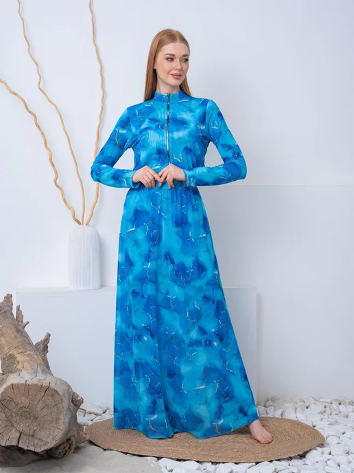 NARA collection Буркини в сетку, закрытый купальник, голубой, фото 3