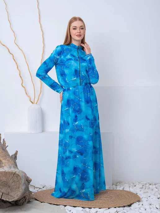 NARA collection Буркини в сетку, закрытый купальник, голубой, фото 4