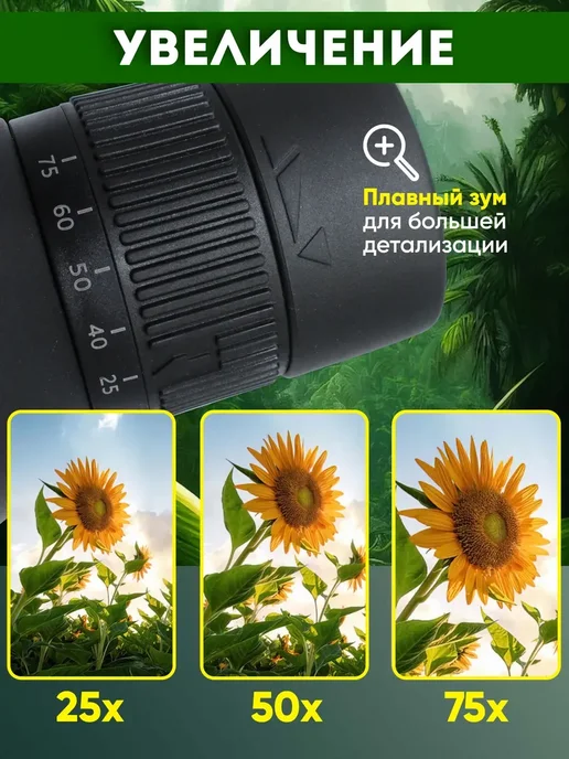 Монокуляр мощный с зумом подзорная труба, черный, фото 2