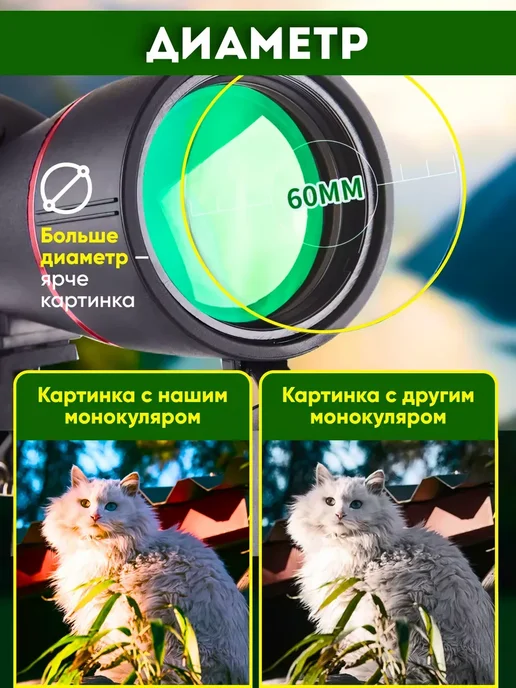 Монокуляр мощный с зумом подзорная труба, черный, фото 5