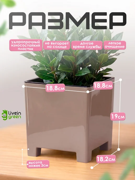 live-in-green Кашпо для цветов на ножках с вкладкой 5.5 л, 5,5 л, фото 2