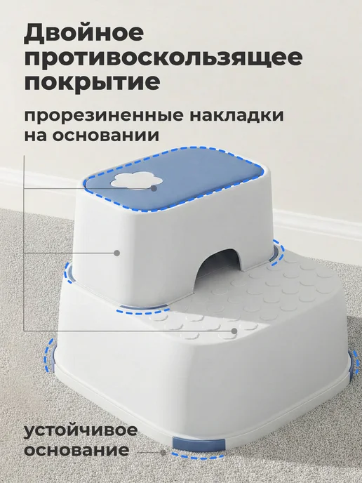 Kids Zone Подставка ступенька для ног детская для ванной, синий, фото 2