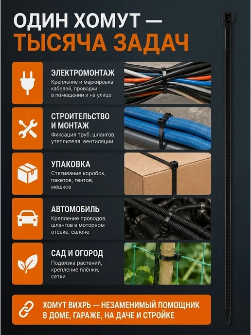 Стяжки пластиковые черные автомобильные — фото 4