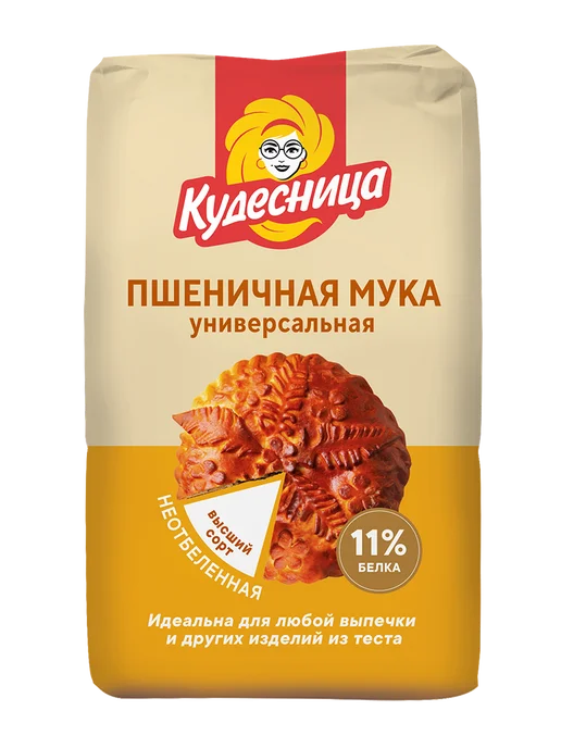 Кудесница Мука пшеничная универсальная высший сорт, 2,0 кг, 2 кг, фото 8
