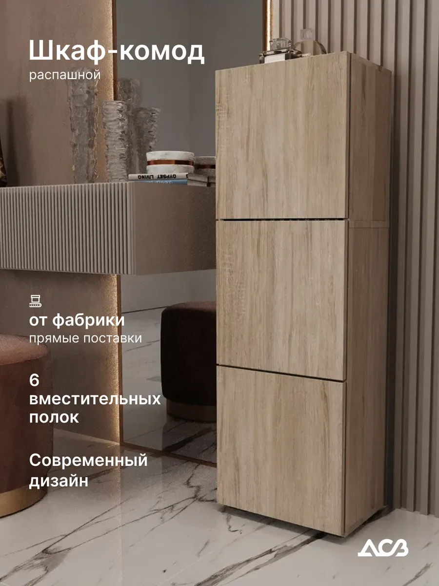 Шкаф-комод для вещей с дверцами и полками Дуб Сонома