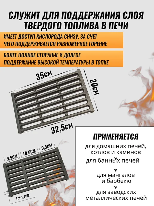 FORMULA PROF Колосник решетка чугунный для печи, серый, фото 2
