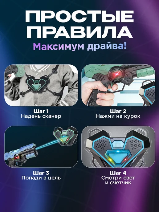GadgetON Бластер лазертаг на двоих игроков, синий, фото 2