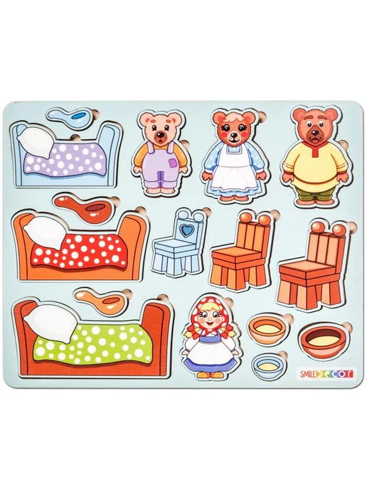 Smile-Decor Деревянный пазл-головоломка "Три медведя" для детей, вариант