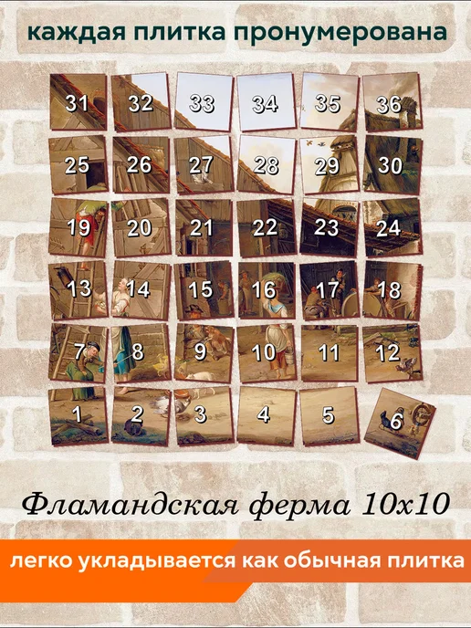 fres-co Панно из керамической плитки Фламандская ферма 10х10, 10x10, фото 6