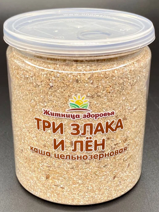 Житница здоровья Каша "Три злака и лен" 300 г. цельнозерновая в банке, 300 г, фото 2