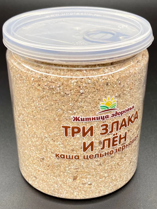 Житница здоровья Каша "Три злака и лен" 300 г. цельнозерновая в банке, 300 г, фото 3