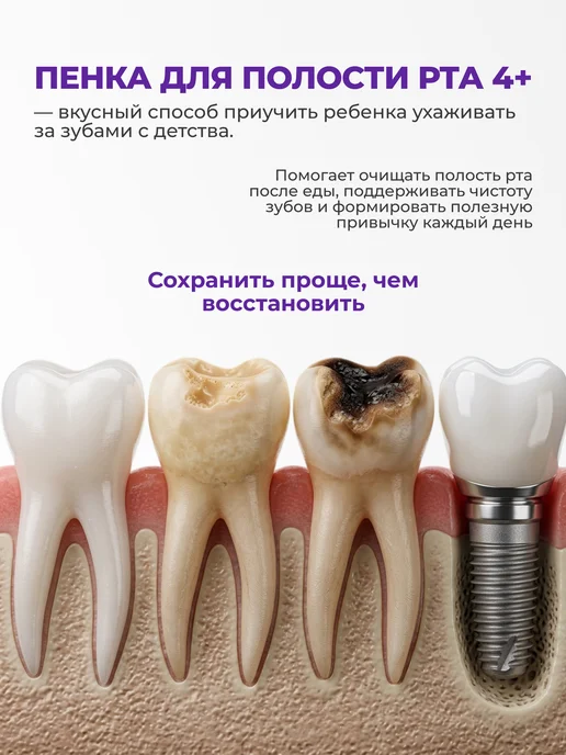 Waterdent Детская пенка для зубов и ополаскиватель для рта, фиолетовый, фото 8