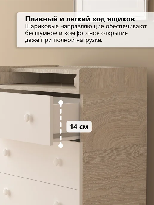 Джунгли мебели Комод пеленальный для новорожденных Mubi Mini 4 ящика, белый, фото 4