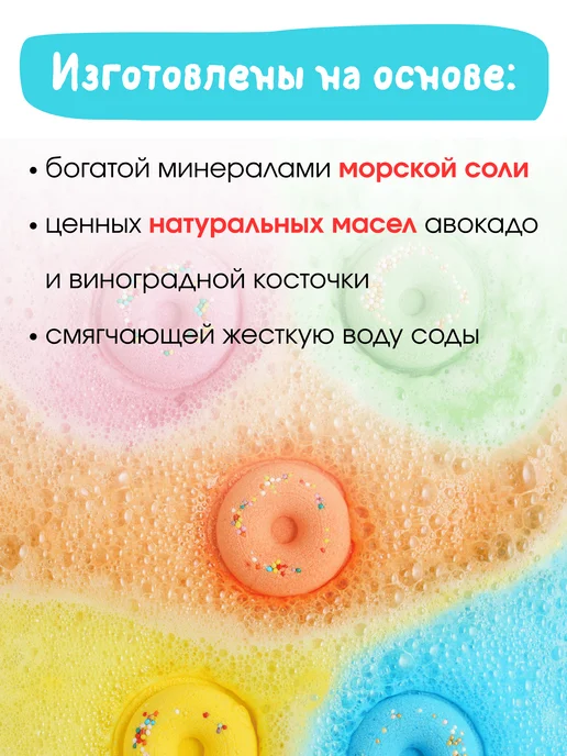 Ofcourse Бомбочки для ванны Пончики 5шт Набор мини, 5 шт, фото 7