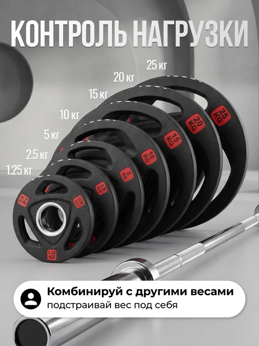 VictoryFit Блин для штанги гантелей грифа обрезиненные 2.5 кг. 51мм, 2,5 кг, фото 7