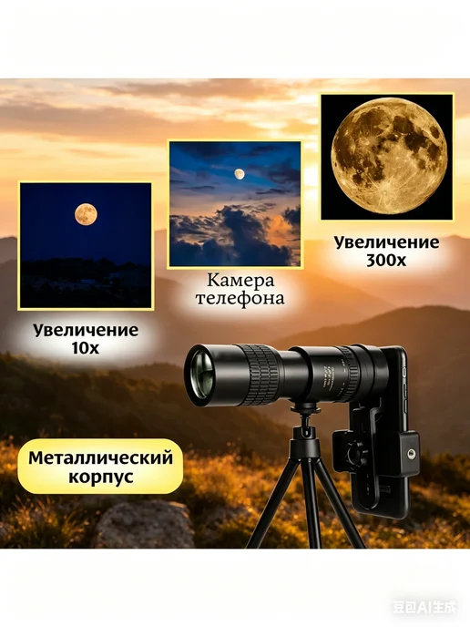 Объектив 10-300x Zoom для смартфона 4K HD, Объектив 10-300x Zoom смартфона, фото 4