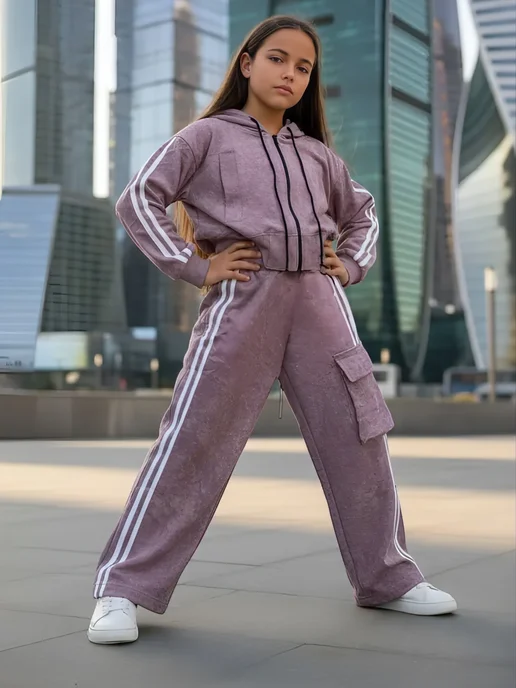 DIGI Kids Костюм спортивный детский для девочки, розовый, фото 3