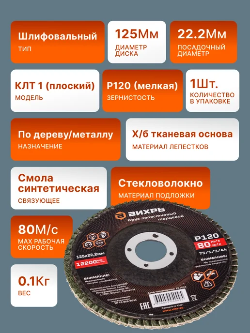 Диск лепестковый по металлу на болгарку 125 мм — фото 2