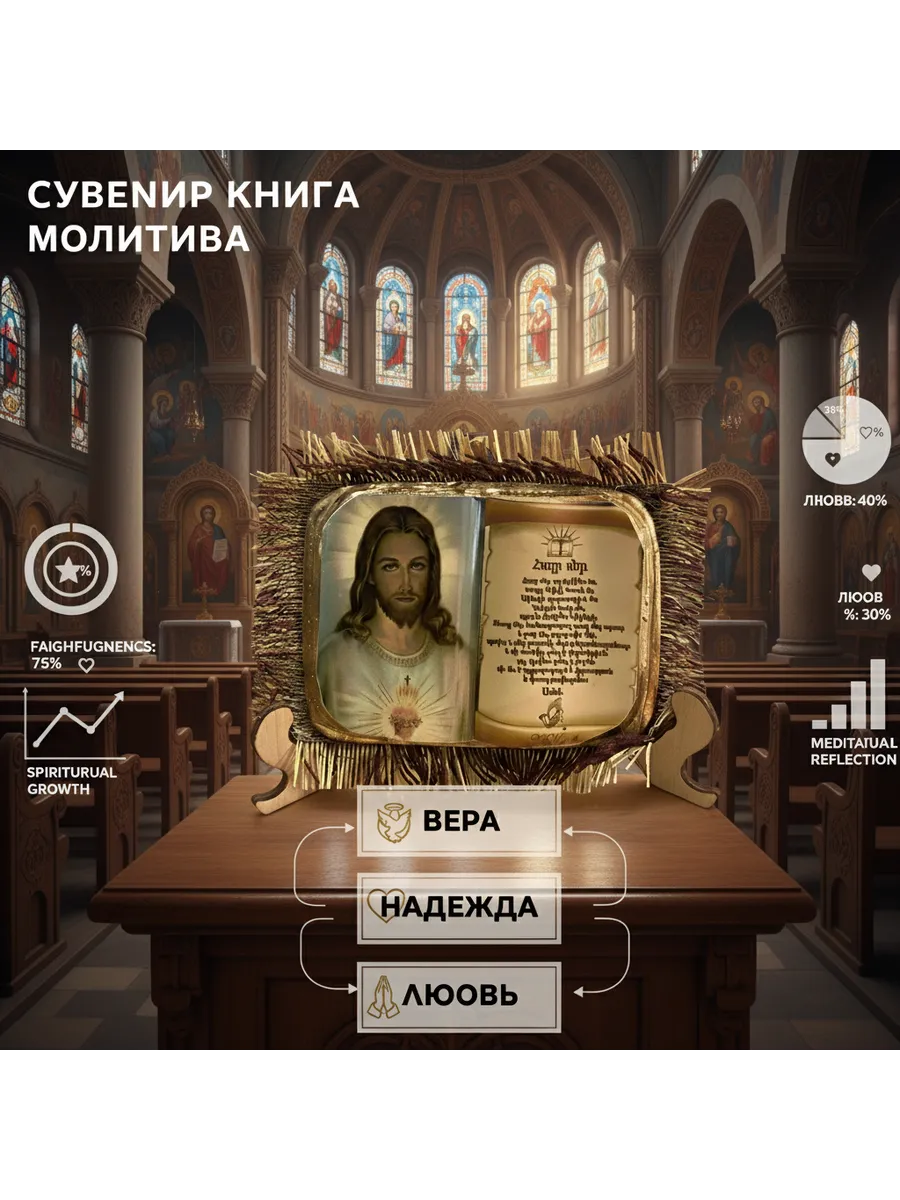 сувенир книга молитв с подставкой