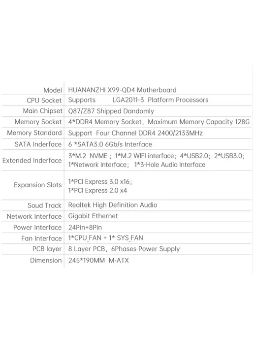 Huananzhi Материнская плата X99 QD4 xeon E5 2667V4 комплект 16Gb, 32 ГБ, в упаковке 1,2 кг, фото 2