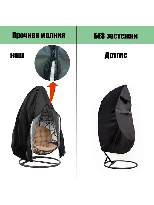 Чехол для садовых качелей 230х200см Черный, черный, фото 2