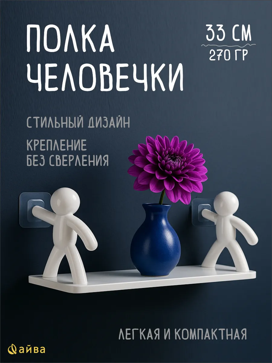 Полка настенная без сверления человечки