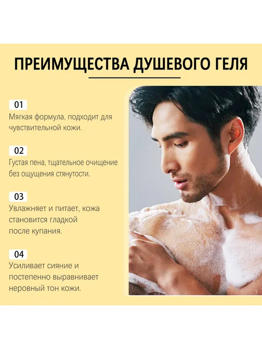 Roxelis Парфюмерный гель для душа для мужчин заряд бодрости и аромат, 300 мл, фото 7