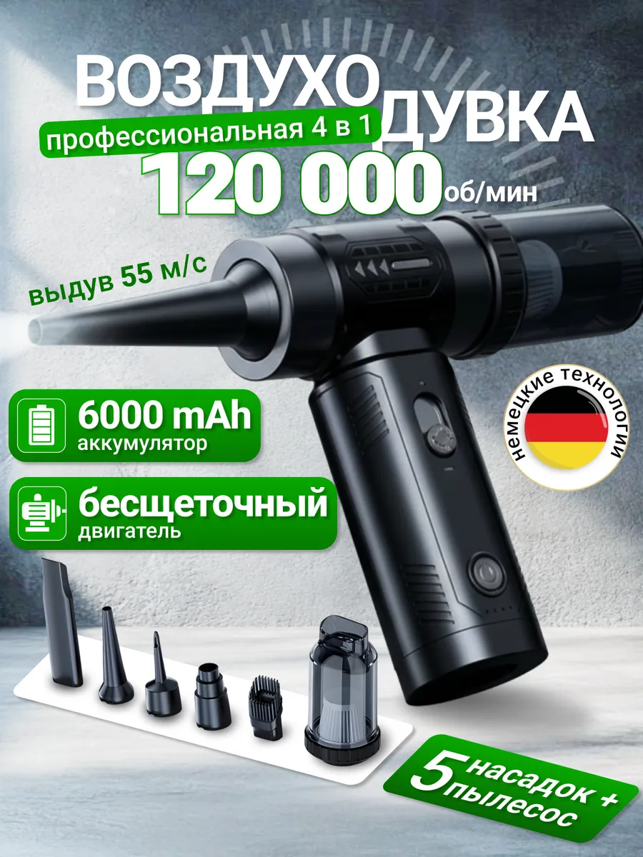 Воздуходувка аккумуляторная мощная для ПК и авто